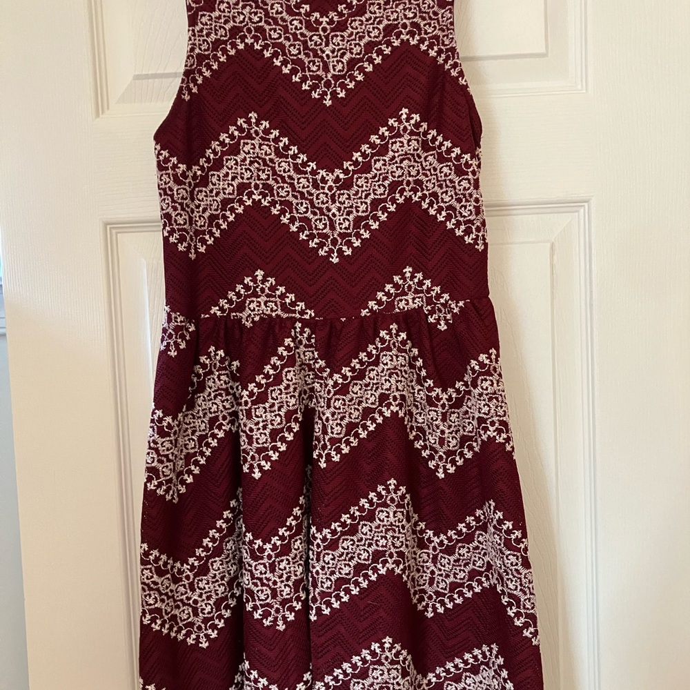 Burgundy and White Chevron Dress